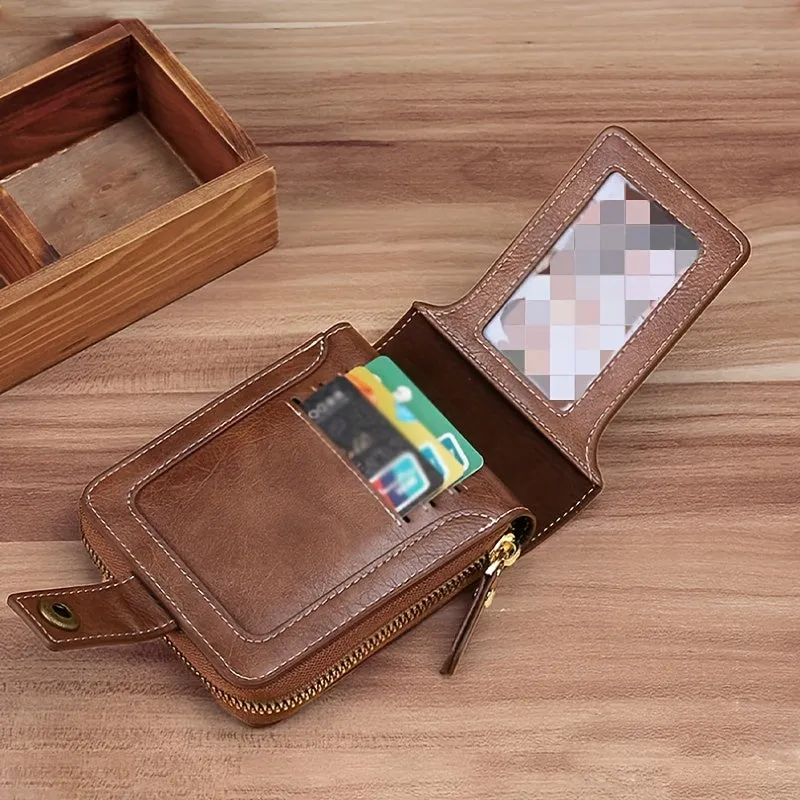 1pc Mens Fashionable Tree Pattern Zipper Wallet - Stylish Card Organizer with Secure Coin Pouch - Durable PU Material for Business or Everyday Use - Perfect Gift for Him