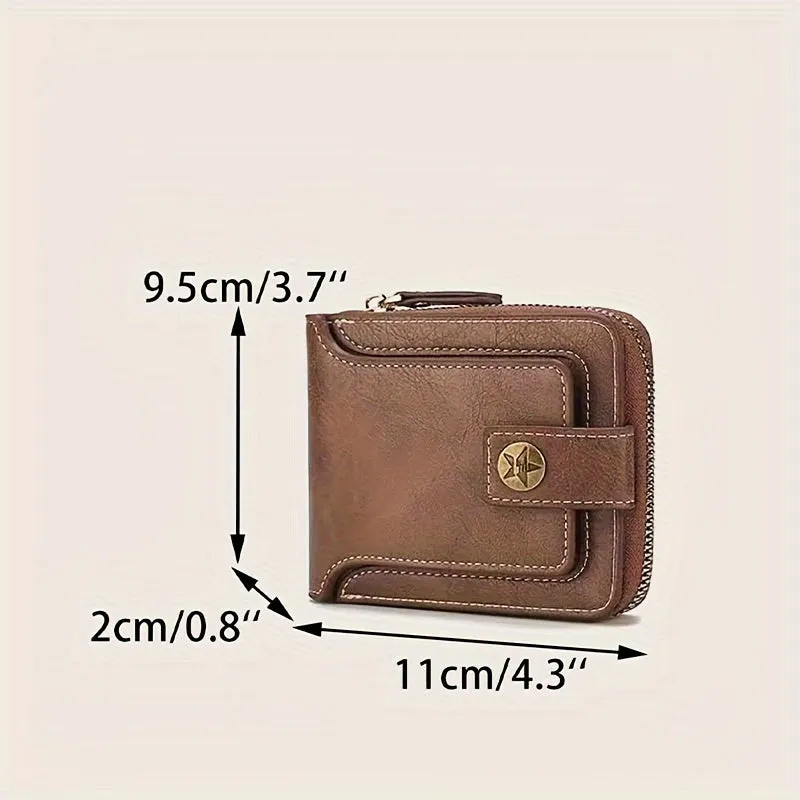 1pc Mens Fashionable Tree Pattern Zipper Wallet - Stylish Card Organizer with Secure Coin Pouch - Durable PU Material for Business or Everyday Use - Perfect Gift for Him