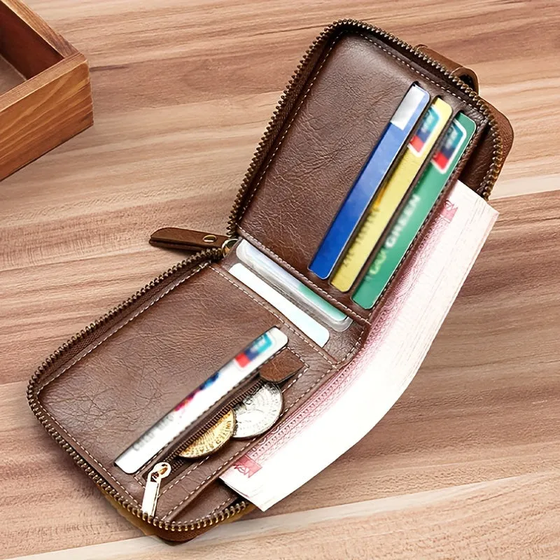1pc Mens Fashionable Tree Pattern Zipper Wallet - Stylish Card Organizer with Secure Coin Pouch - Durable PU Material for Business or Everyday Use - Perfect Gift for Him