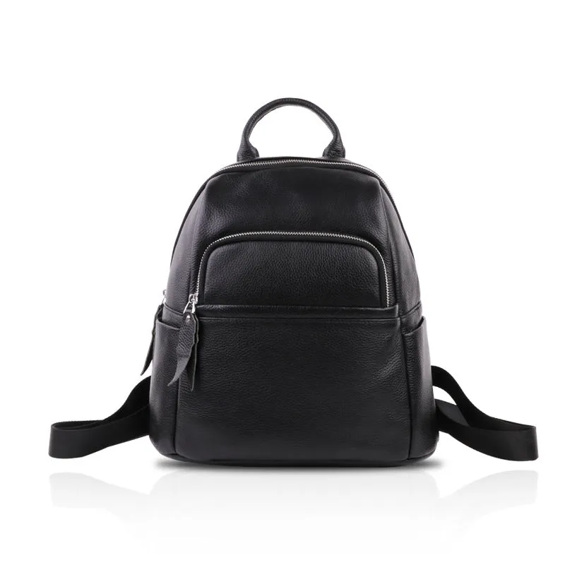 Black Leather Womens Rucksack Fashion Backpacks For Women