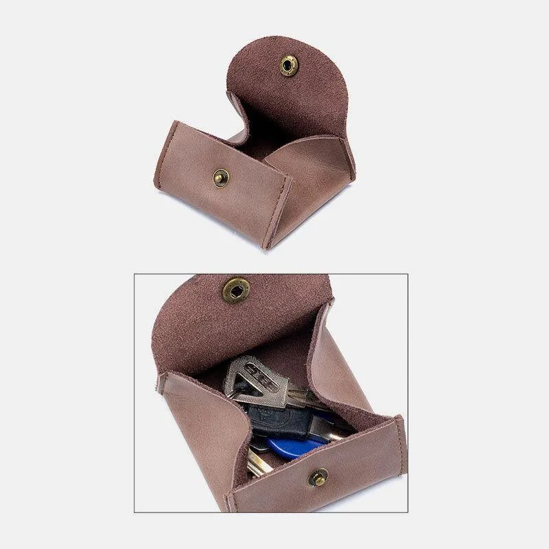 elvesmall Women Genuine Leather Mini Retro Coin Bag Small Storage Bag Earphone Bag