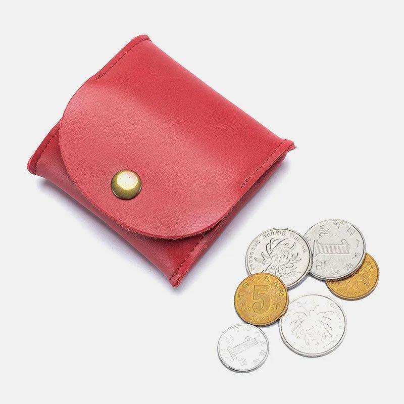 elvesmall Women Genuine Leather Mini Retro Coin Bag Small Storage Bag Earphone Bag