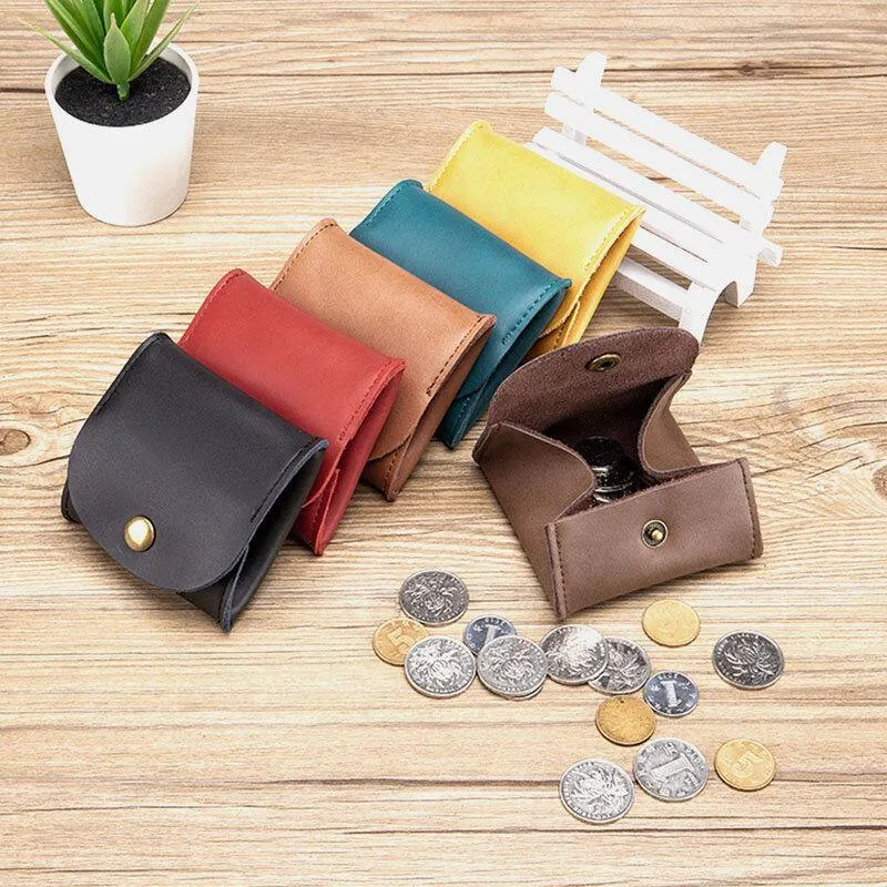 elvesmall Women Genuine Leather Mini Retro Coin Bag Small Storage Bag Earphone Bag