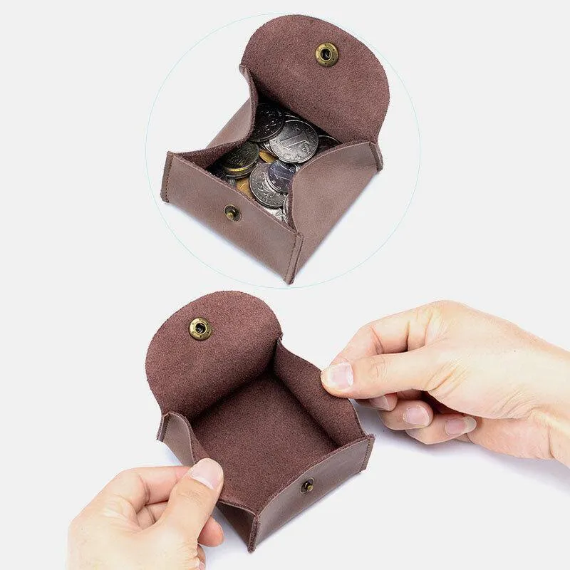 elvesmall Women Genuine Leather Mini Retro Coin Bag Small Storage Bag Earphone Bag