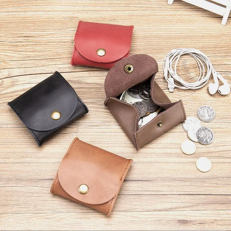 elvesmall Women Genuine Leather Mini Retro Coin Bag Small Storage Bag Earphone Bag