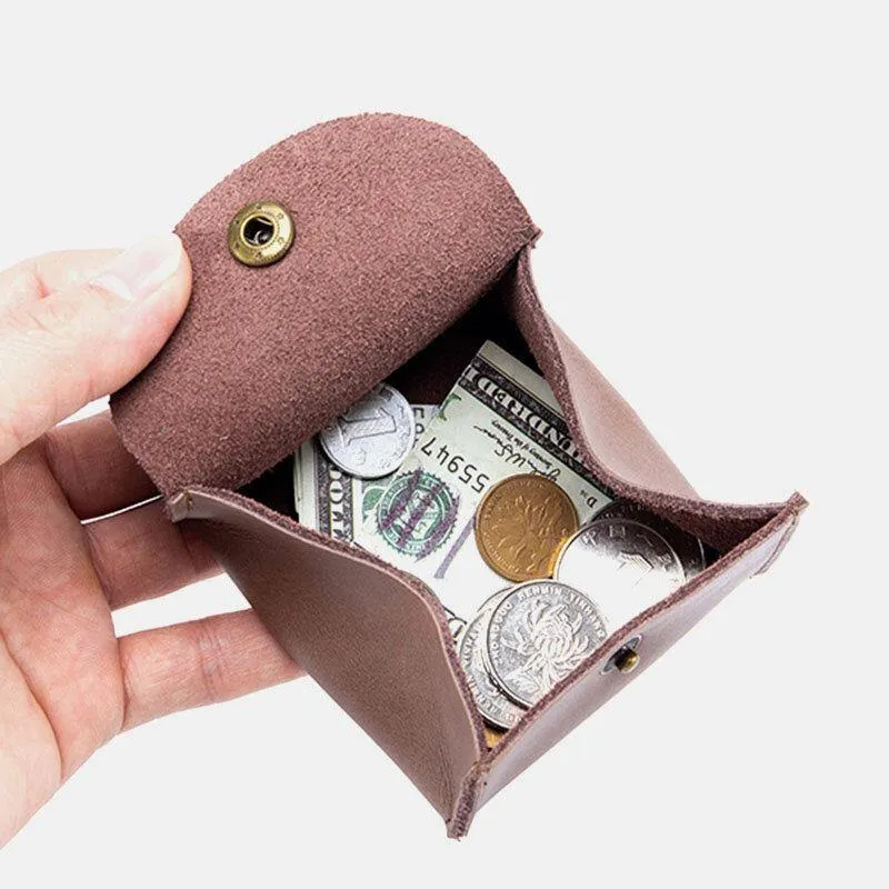 elvesmall Women Genuine Leather Mini Retro Coin Bag Small Storage Bag Earphone Bag