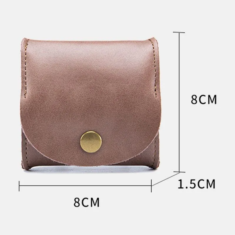 elvesmall Women Genuine Leather Mini Retro Coin Bag Small Storage Bag Earphone Bag