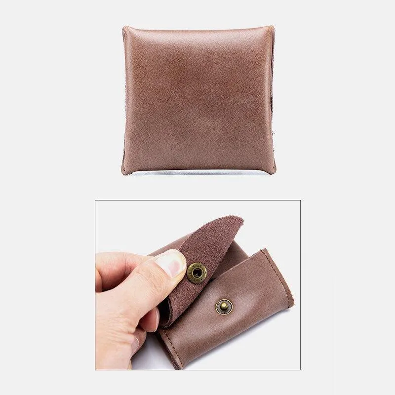 elvesmall Women Genuine Leather Mini Retro Coin Bag Small Storage Bag Earphone Bag
