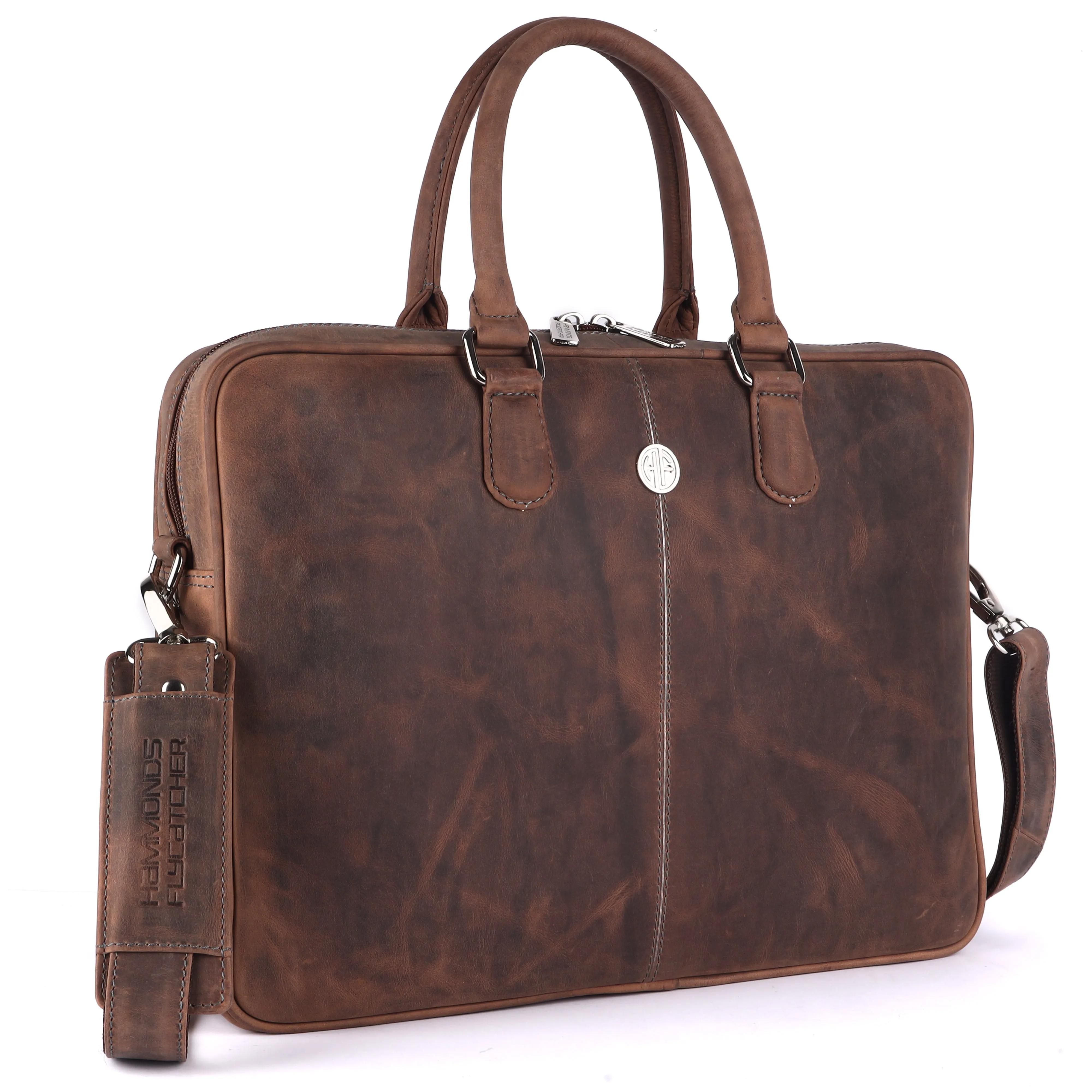 Genuine Leather Office Bag for Men, 15.6 Inch Laptop Bag, 1 Year Warranty
