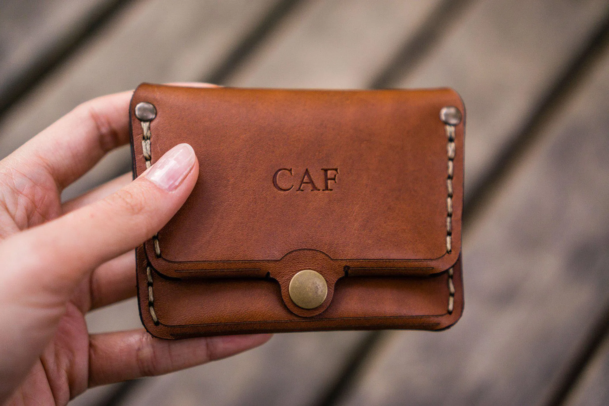 No.38 Personalized Minimalist Hanmade Leather Wallet - Brown