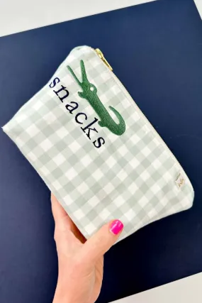 Sage Gingham Alligator Mini Maxx Baby Snack Bag