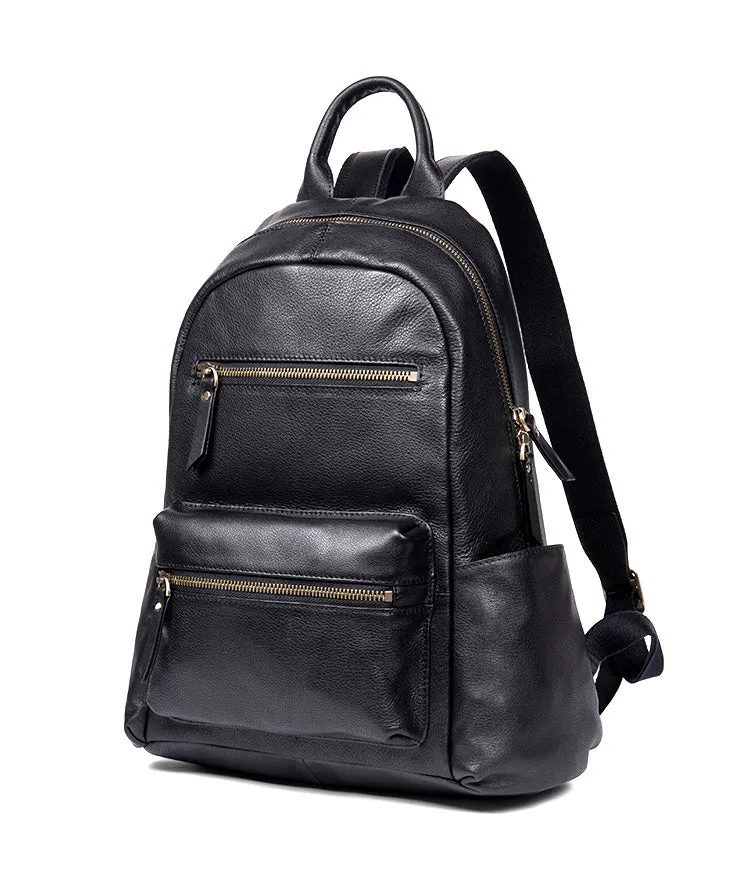 Stylish Ladies Black Genuine Leather Backpack Purse Rucksack For Women