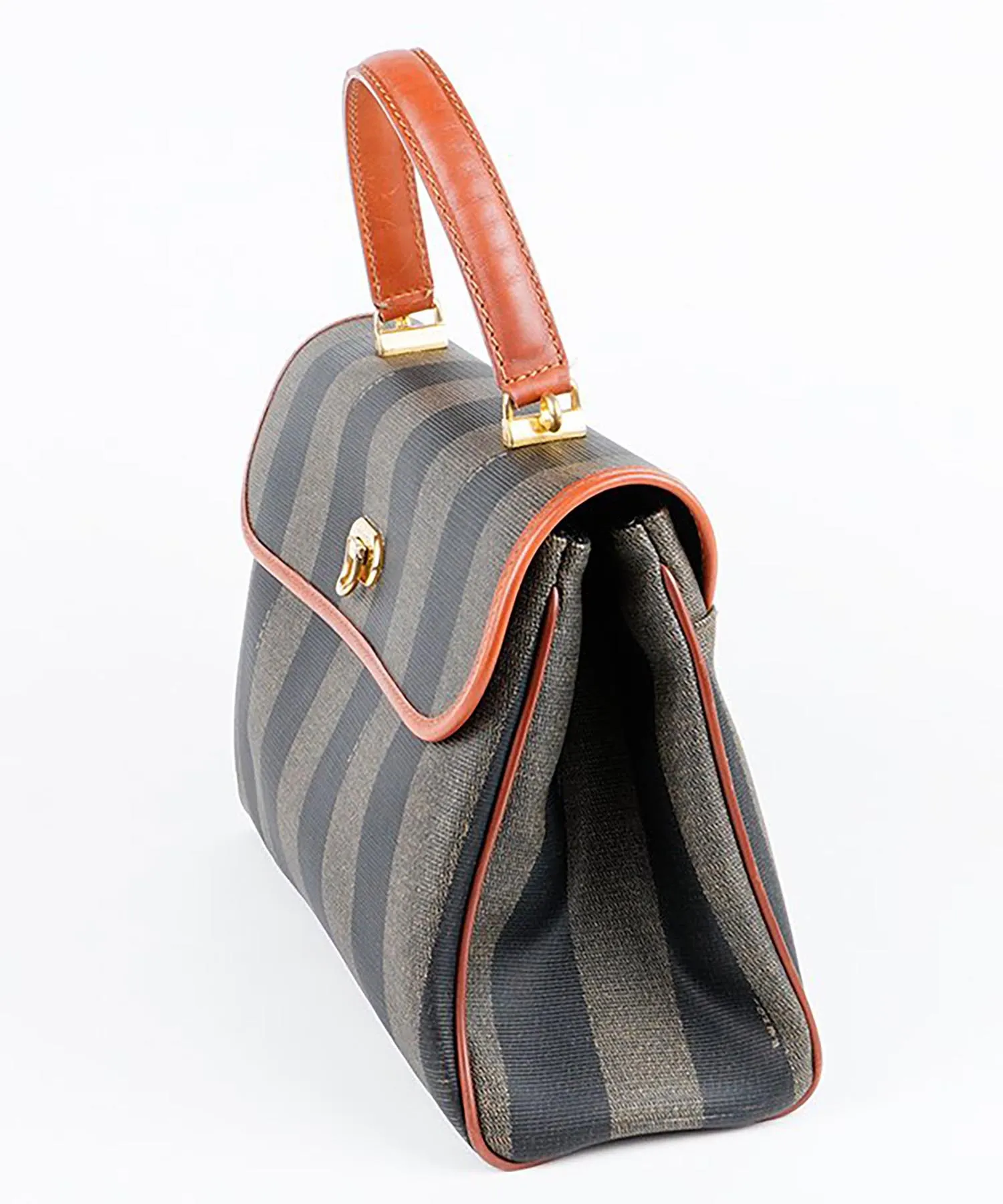 【WOMEN】FENDI ペカン柄トップハンドルバッグ カーキ×ブラウン ヴィンテージ