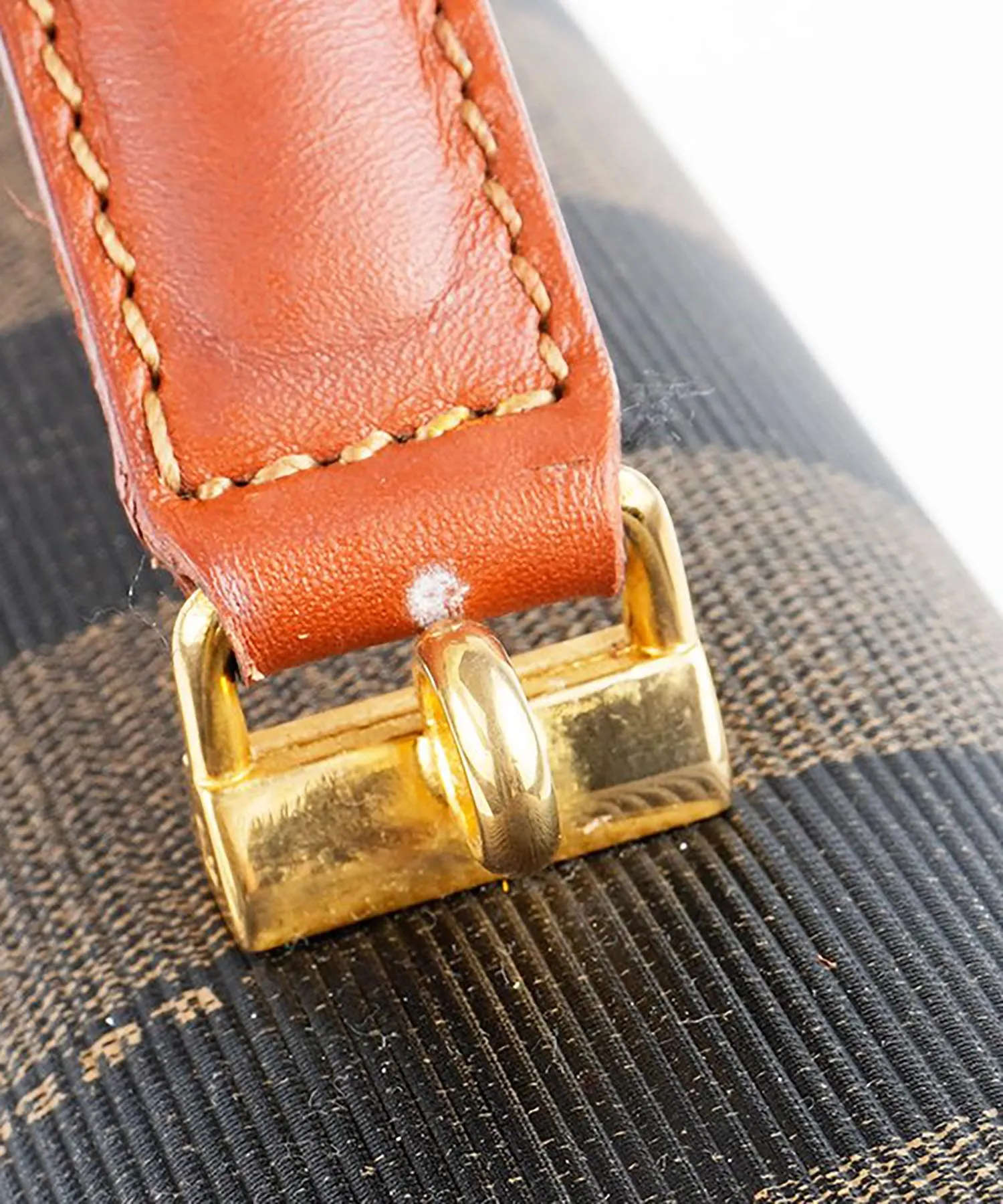 【WOMEN】FENDI ペカン柄トップハンドルバッグ カーキ×ブラウン ヴィンテージ