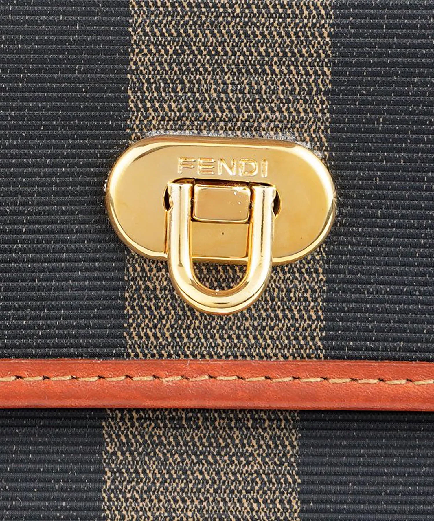 【WOMEN】FENDI ペカン柄トップハンドルバッグ カーキ×ブラウン ヴィンテージ