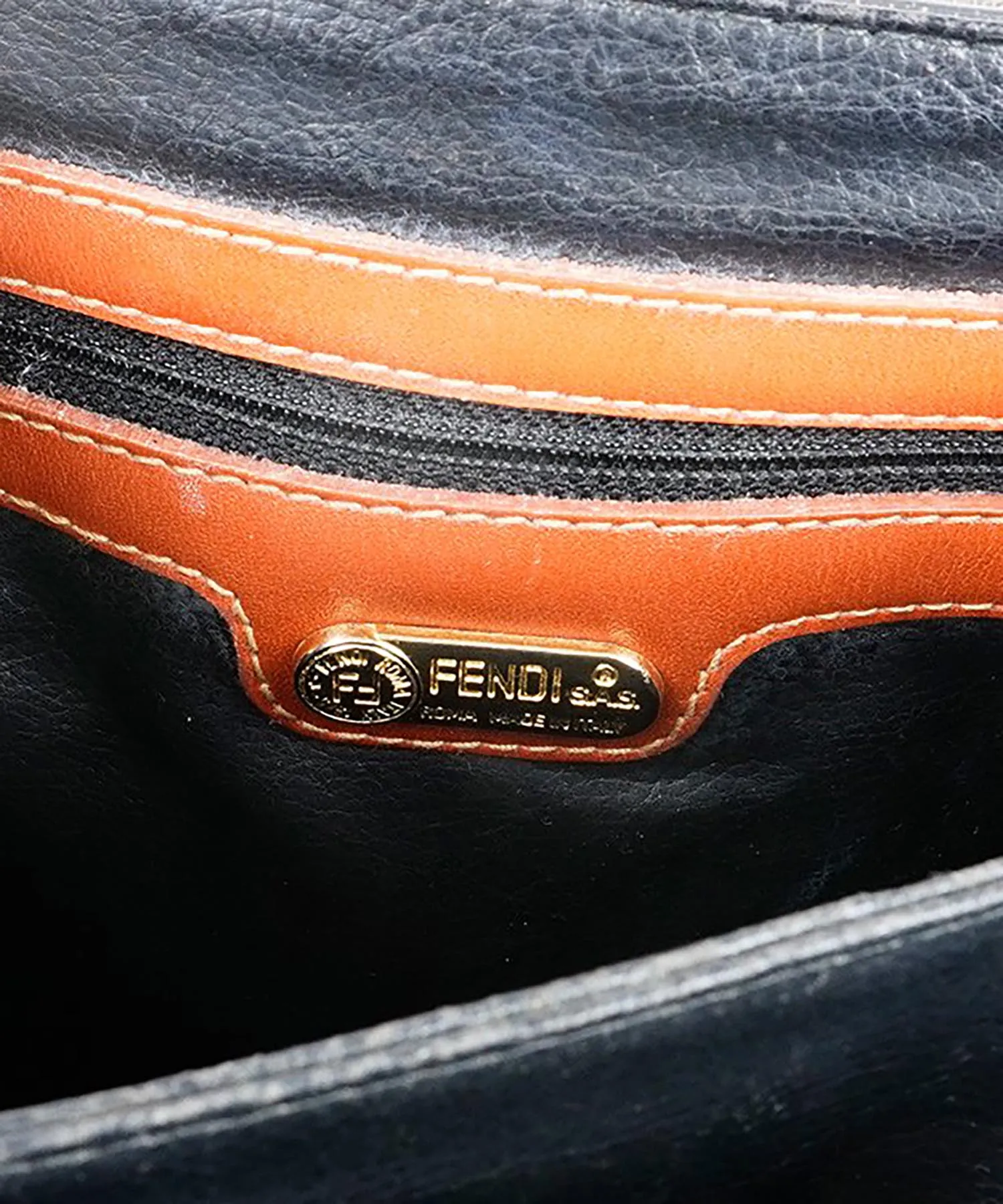 【WOMEN】FENDI ペカン柄トップハンドルバッグ カーキ×ブラウン ヴィンテージ